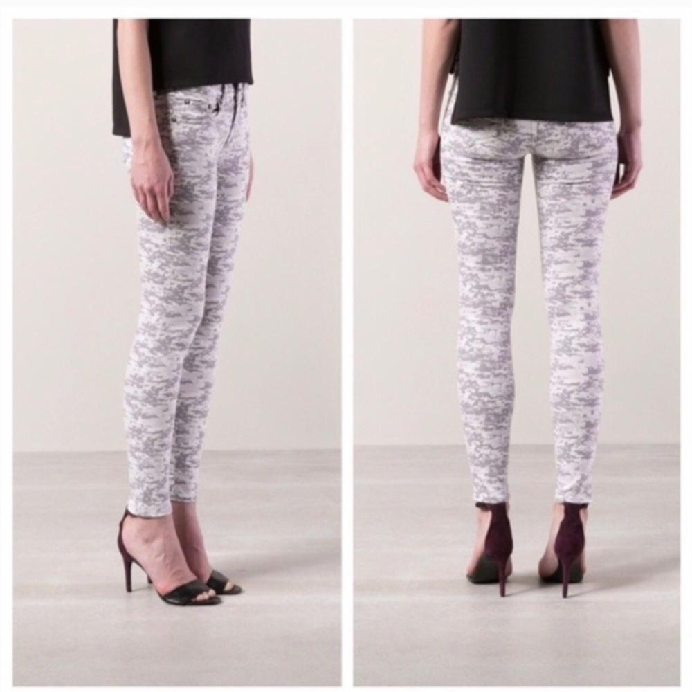 Rag & Bone Jean Skinny Gray Camo Print Low Rise Sz 27